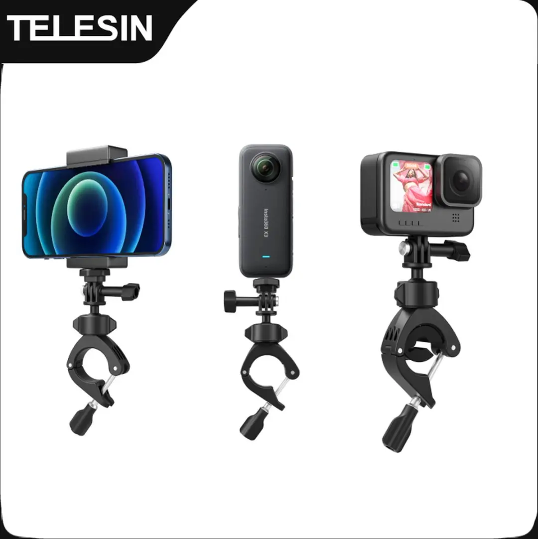 Telesin Fietsbuismount Actioncamhouder 360° - 9-38mm - Zwart - afbeelding 2 van 6