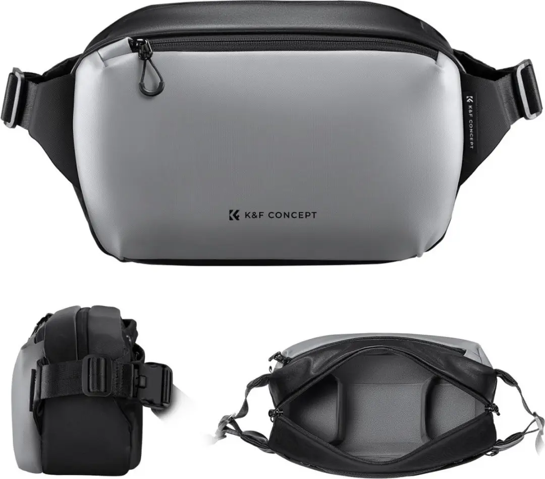 K&F Concept Sling Tas - 2 Lenzen - 15x22cm - Grijs/Zwart
