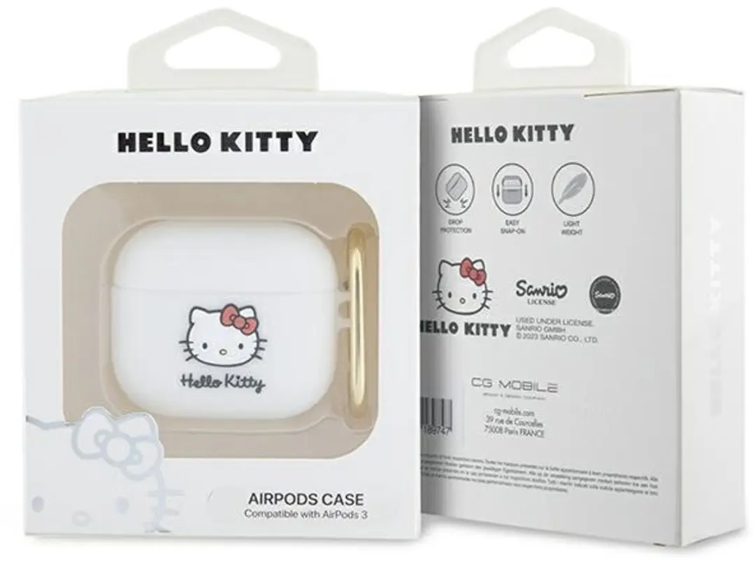 Hello Kitty Siliconen 3D Kitty Hoofdhoes AirPods 3 - Wit