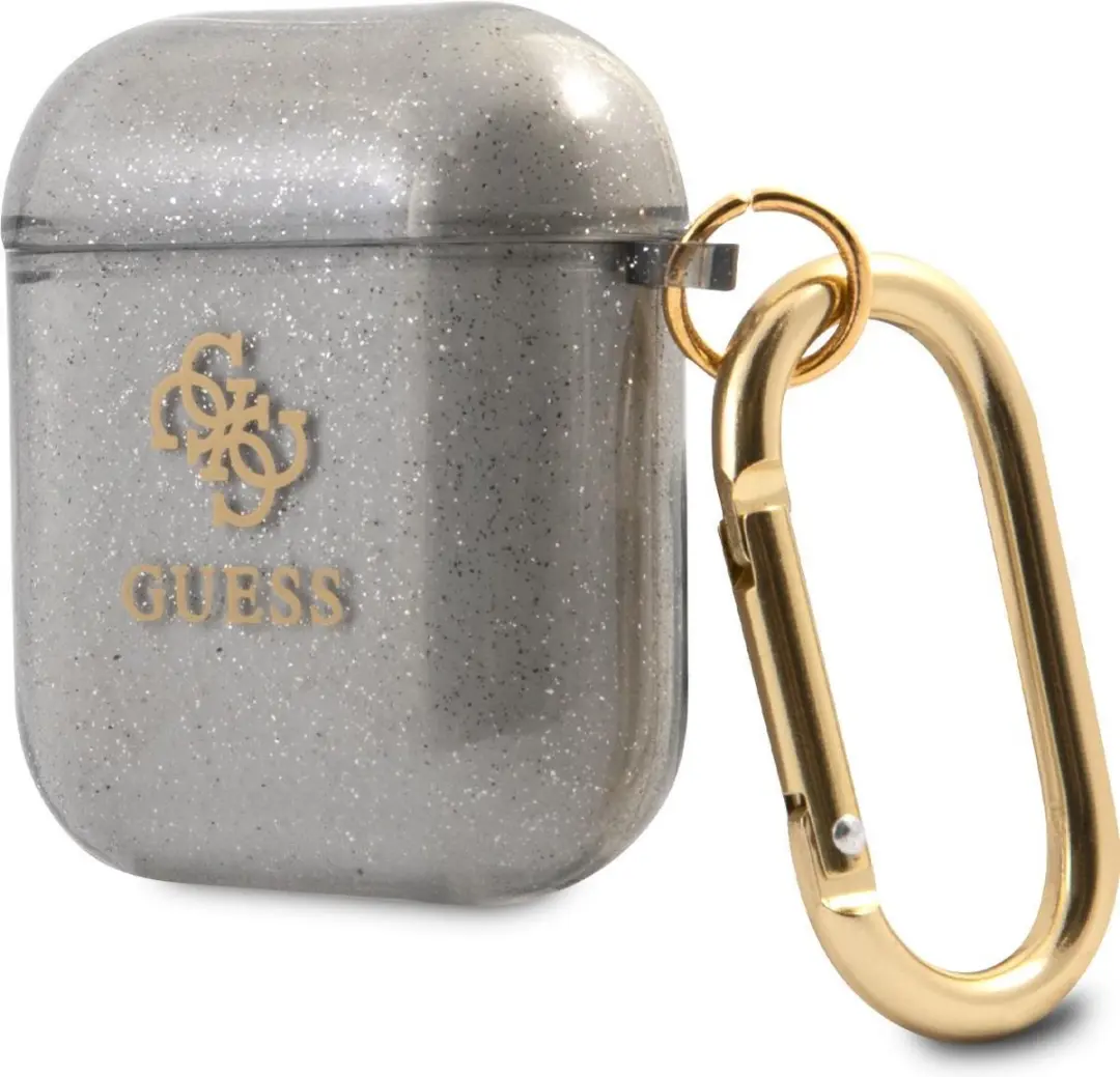 Guess TPU Glitter Case AirPods 1/2 - Zwart