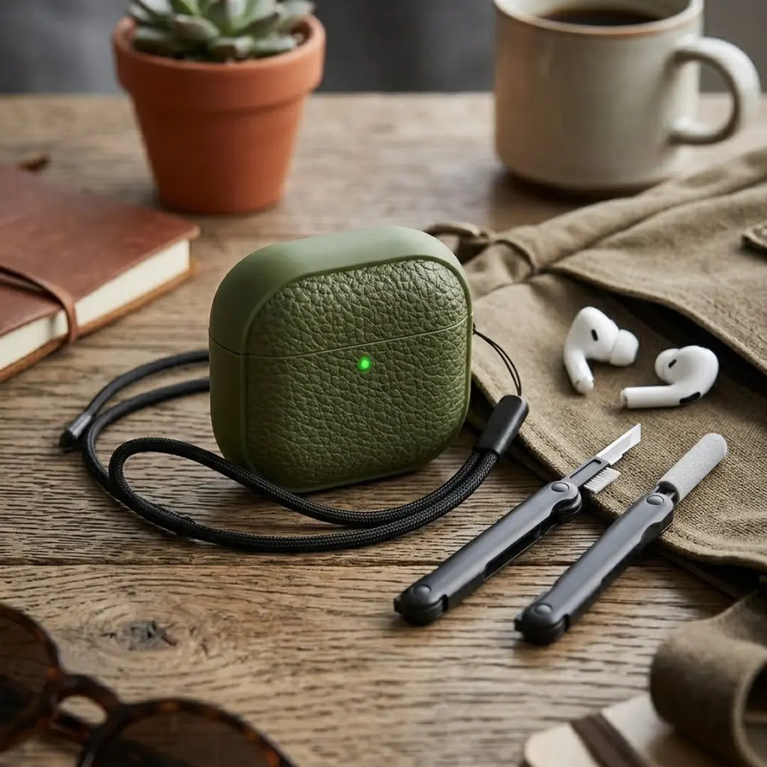NUVEX Leger groen Hoesje voor AirPods Pro 2 - Inclusief reinigingsset