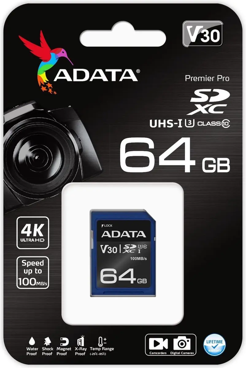 ADATA ASDX64GUI3V30S-R SDXC Geheugenkaart 64GB