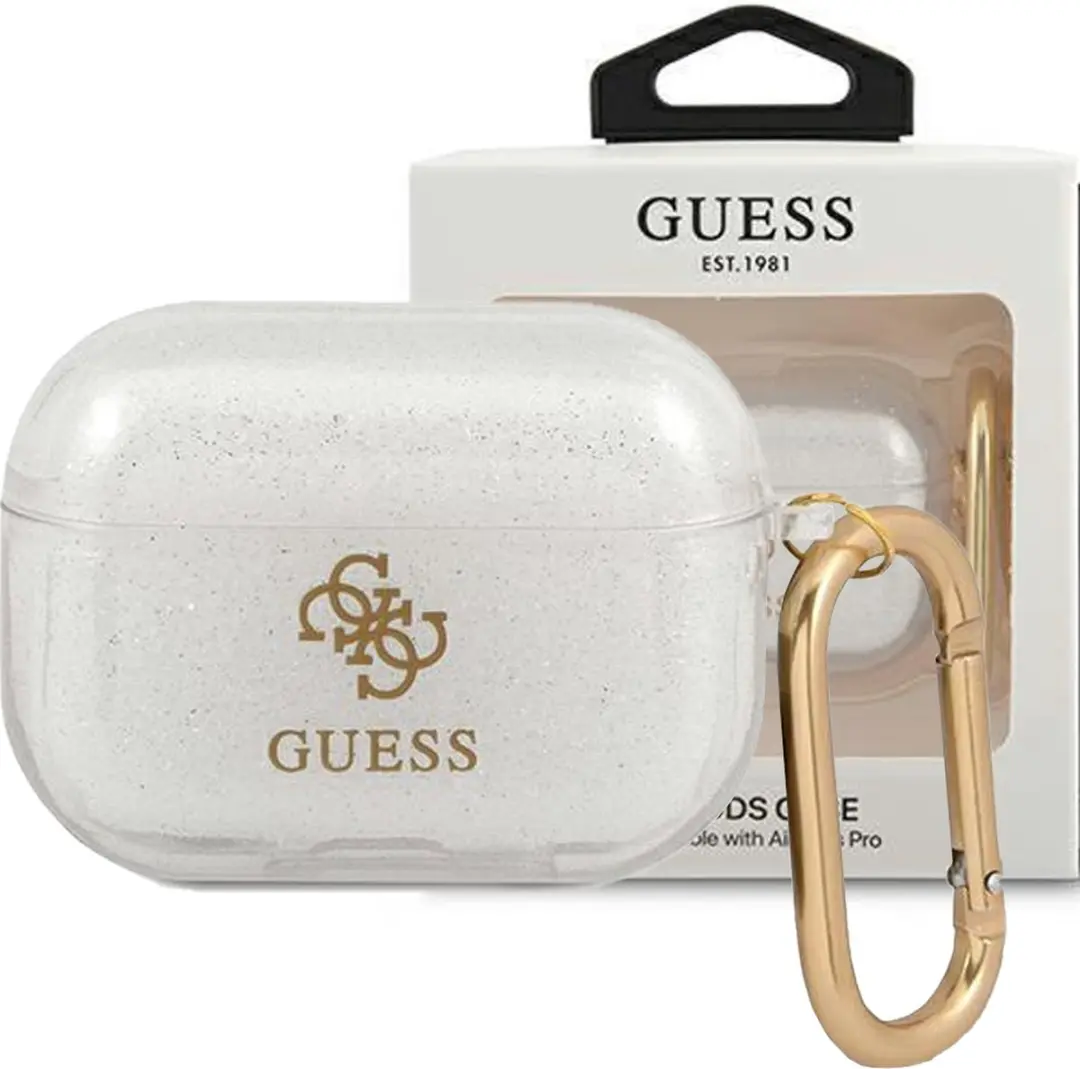 GUESS 4G TPU Glitter Case Apple AirPods Pro 1 - Transparant