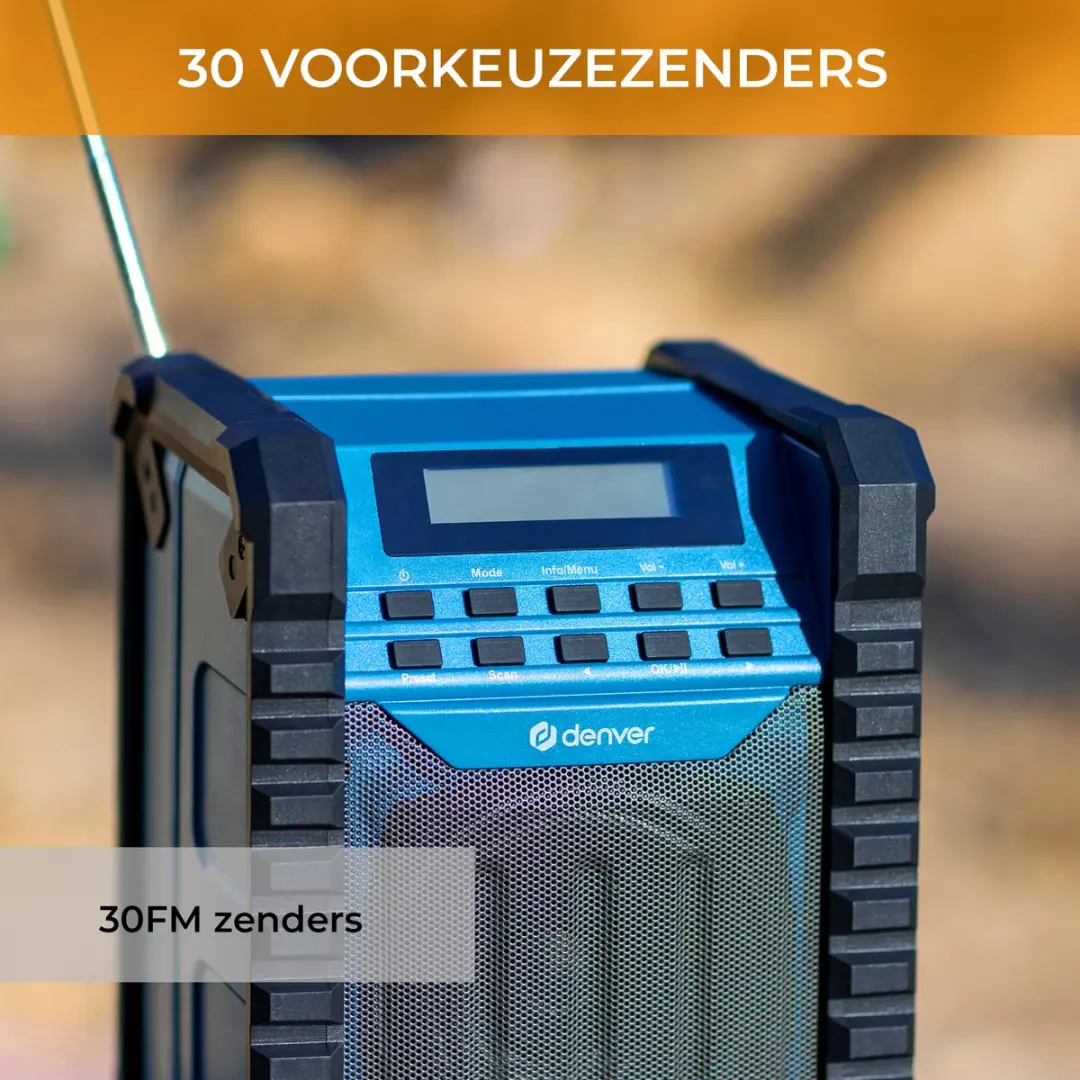 Denver WRB60 Bouwradio - Bluetooth/FM - 100W - Zwart/Blauw - afbeelding 6 van 6