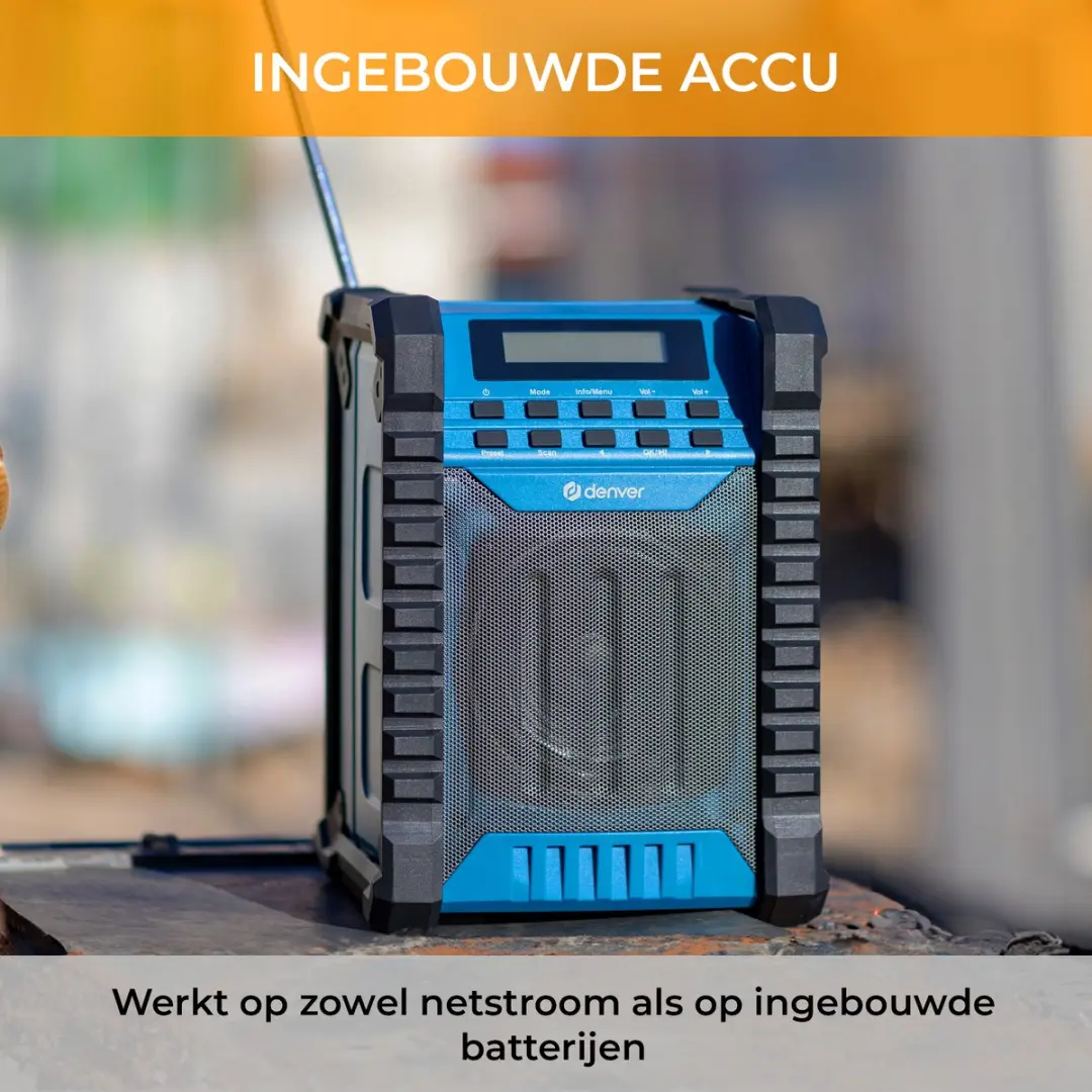 Denver WRB60 Bouwradio - Bluetooth/FM - 100W - Zwart/Blauw