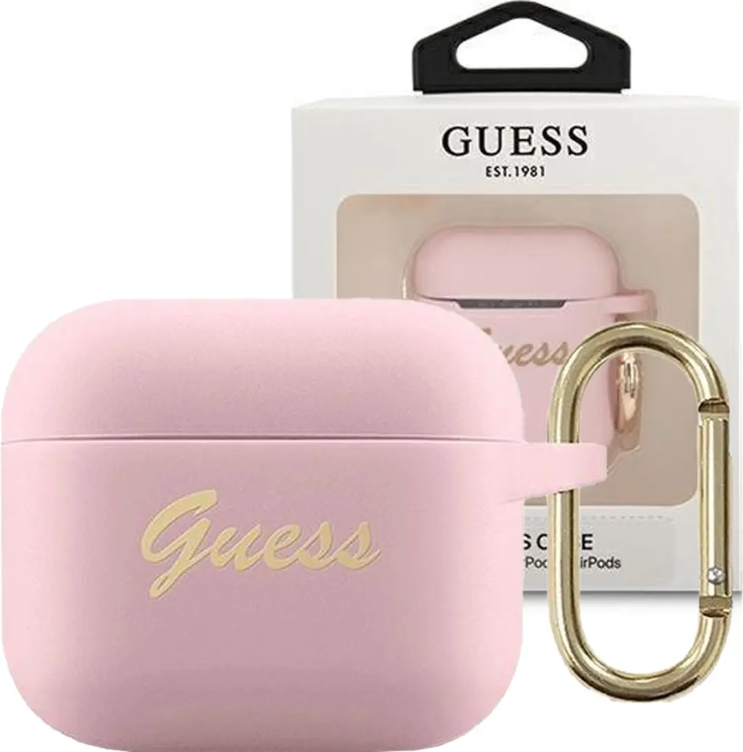 GUESS Silicone Vintage Script AirPods 3 Hoesje - Roze