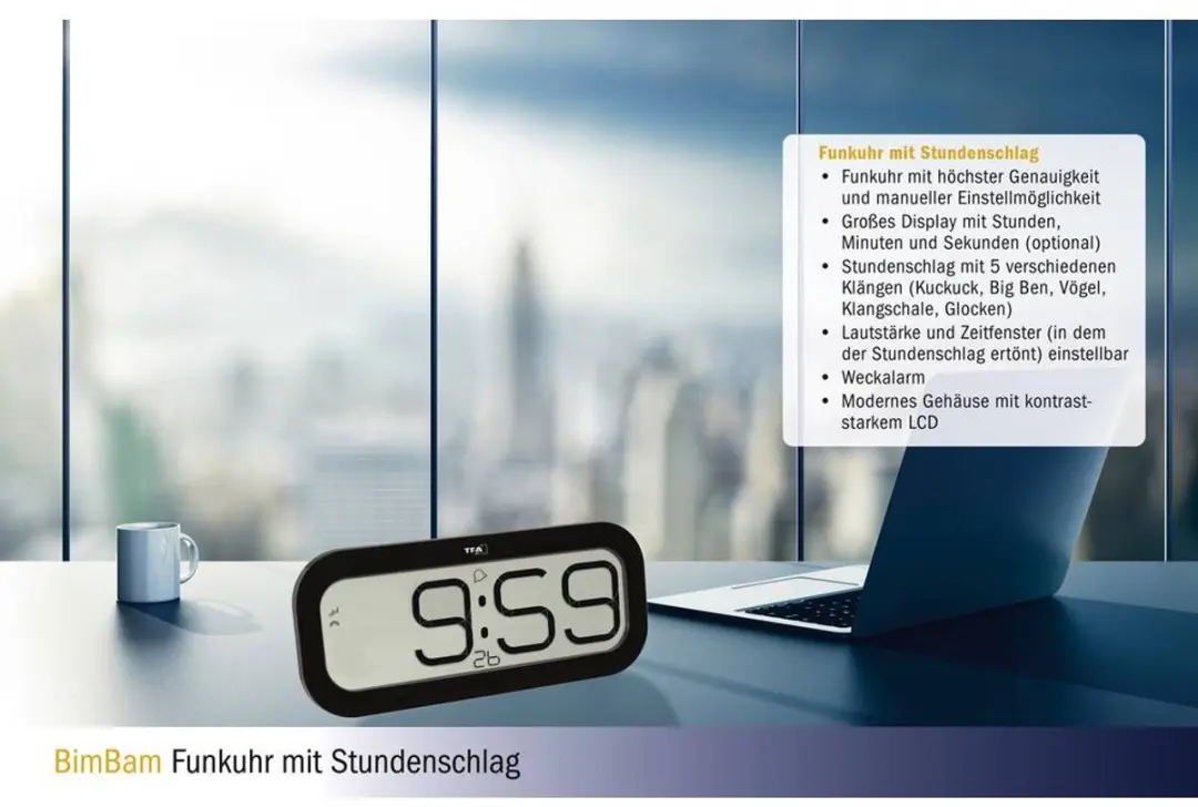 TFA Dostmann 60.4514.01 Wandklok - Zwart