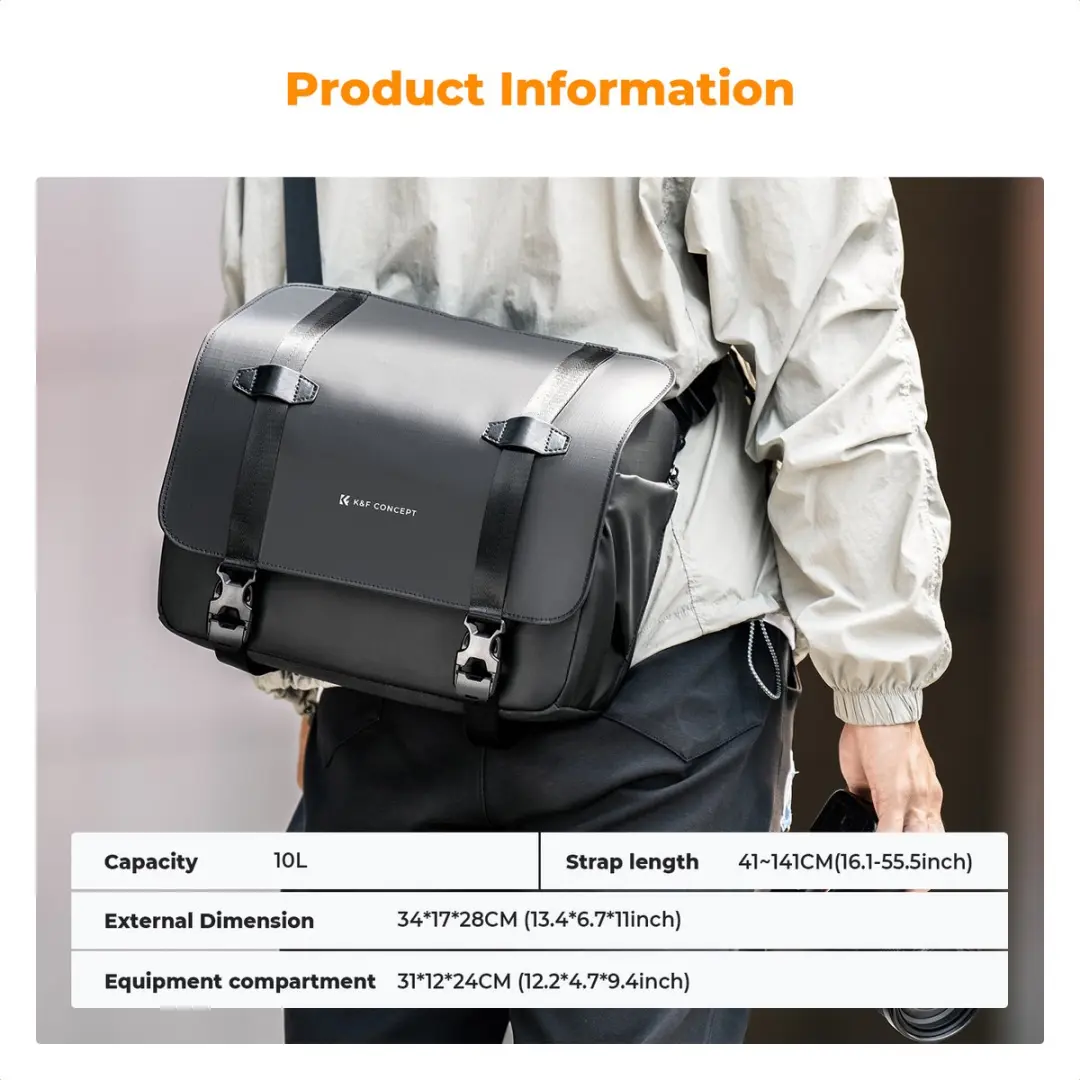 K&F Concept Urban Wanderer 10 Schoudertas - 10L - M - Zwart