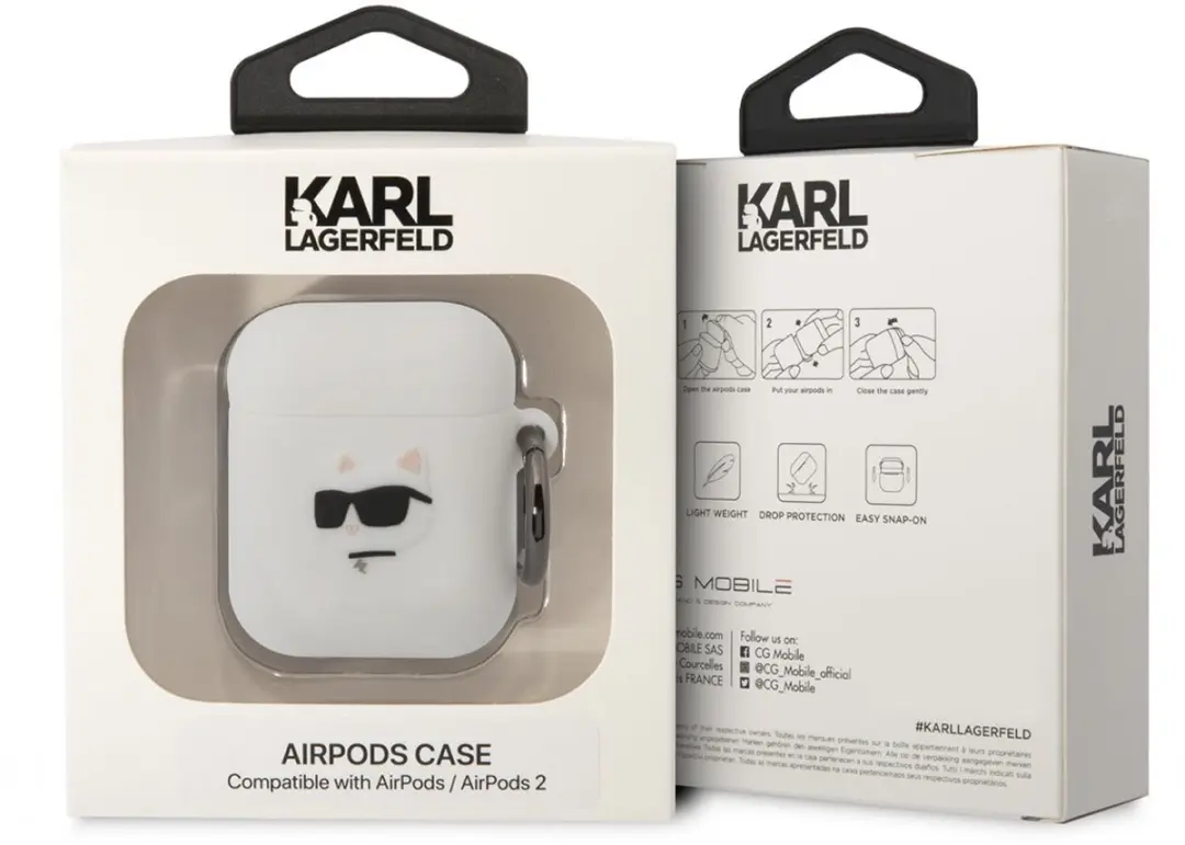Karl Lagerfeld Choupette 3D Hoesje AirPods 1/2 - Wit