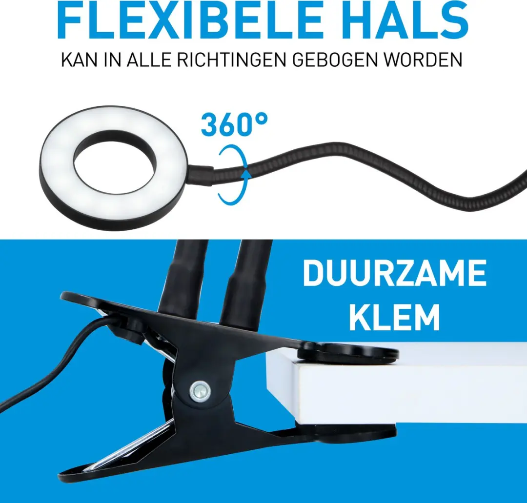 Grundig Selfie Ringlamp - 9cm - Multicolor - Zwart