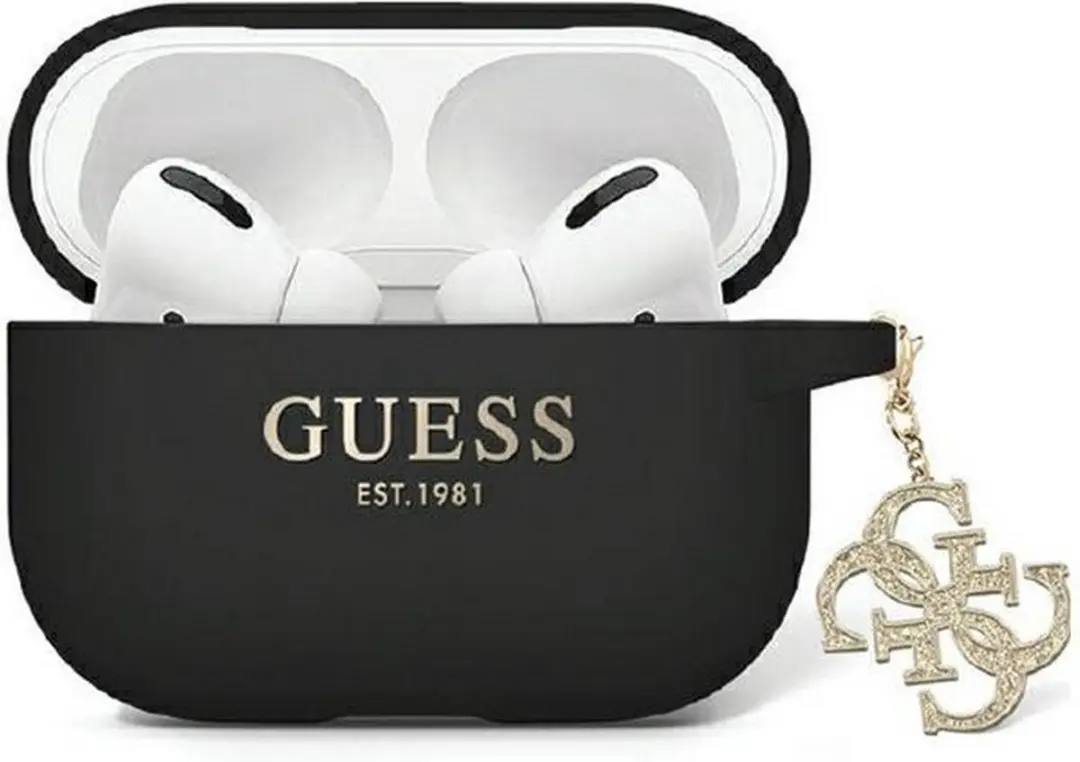 GUESS Glitter Charm Silicone Case Apple AirPods Pro 2 - Zwart