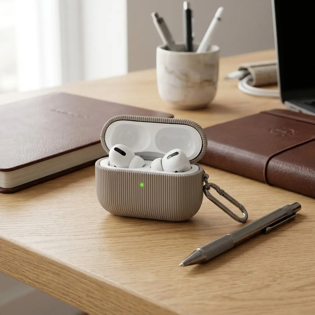 NUVEX Luxe Hoesje AirPods Pro 2 Grijs - Vertical Stripe