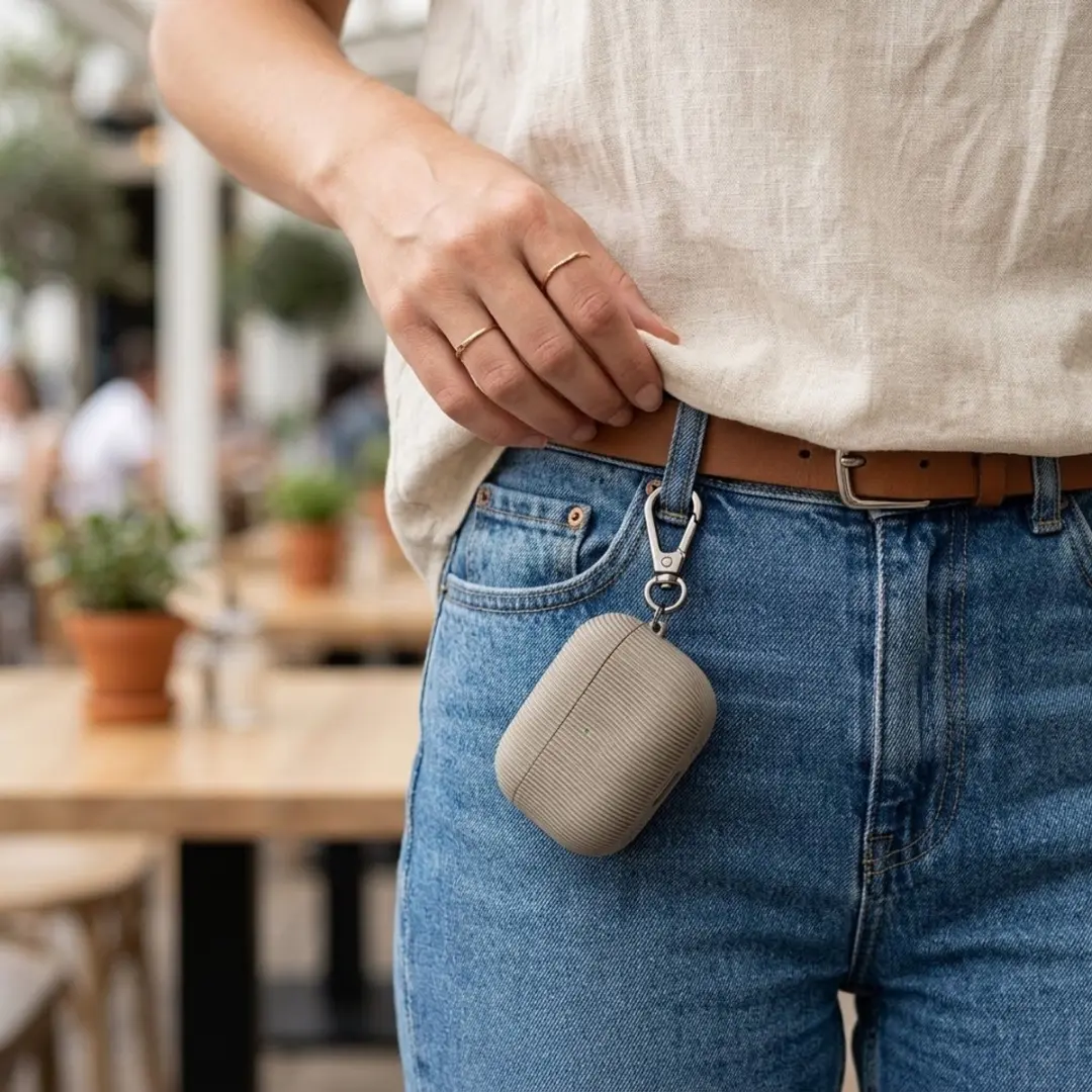 NUVEX Luxe Hoesje AirPods Pro 2 Grijs - Vertical Stripe