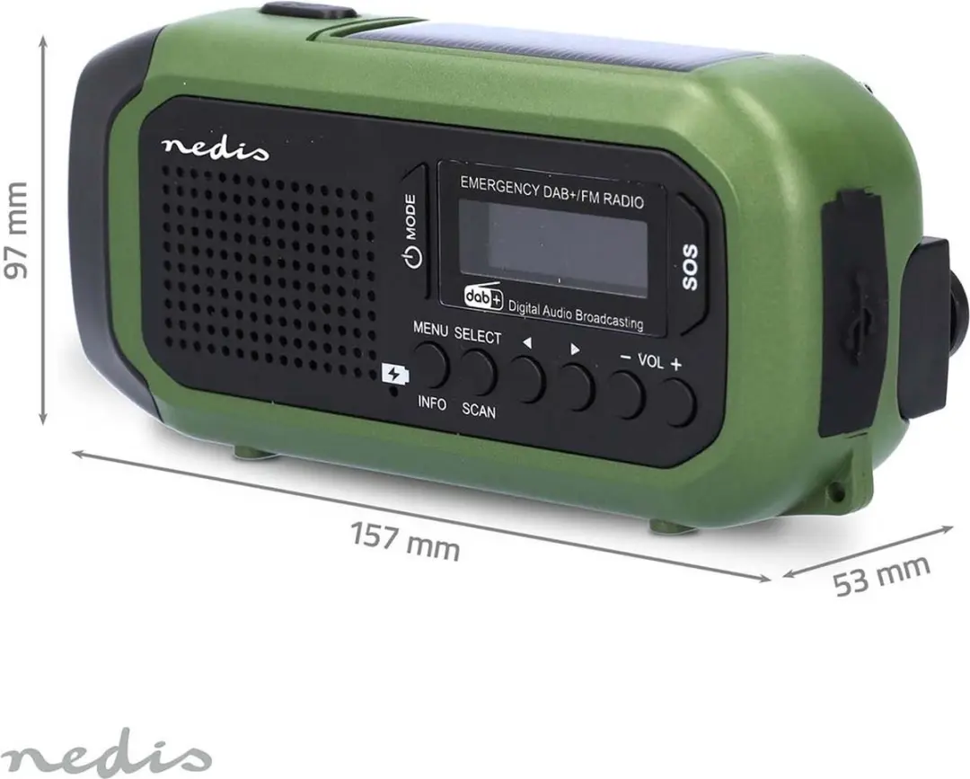Nedis RDDBCR2000GN Noodradio - DAB+/FM - Zwart