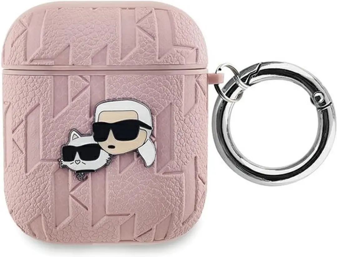 Karl Lagerfeld Monogram Hoes AirPods 1/2 - Roze KLA2PGKCPP