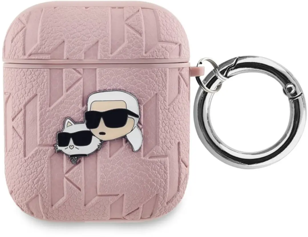 Karl Lagerfeld Monogram Hoes AirPods 1/2 - Roze KLA2PGKCPP