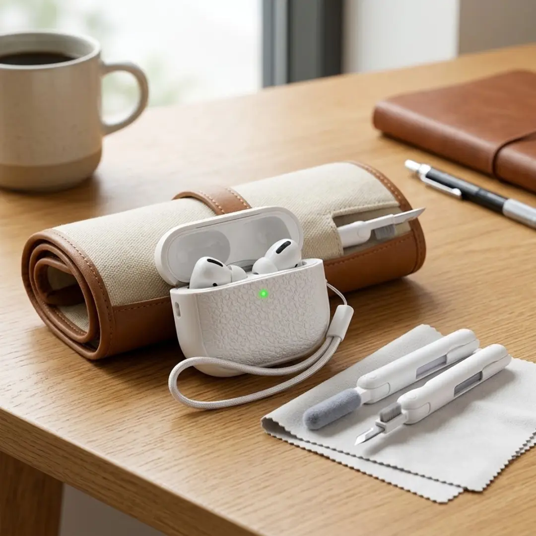 NUVEX Hoesje AirPods Pro 2 - Wit - met reinigingsset
