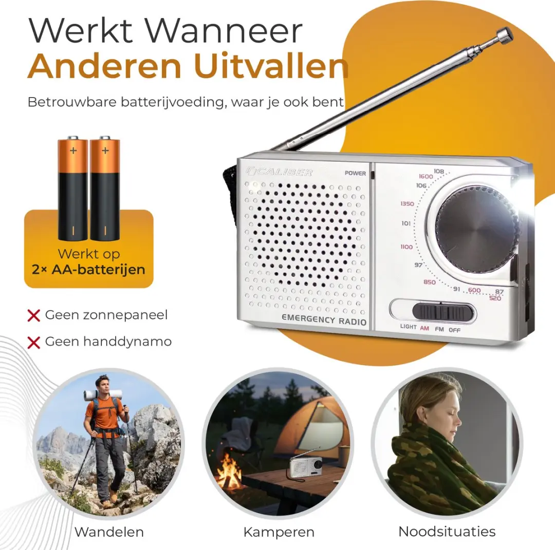 Caliber HPG311R Noodradio - Zilver