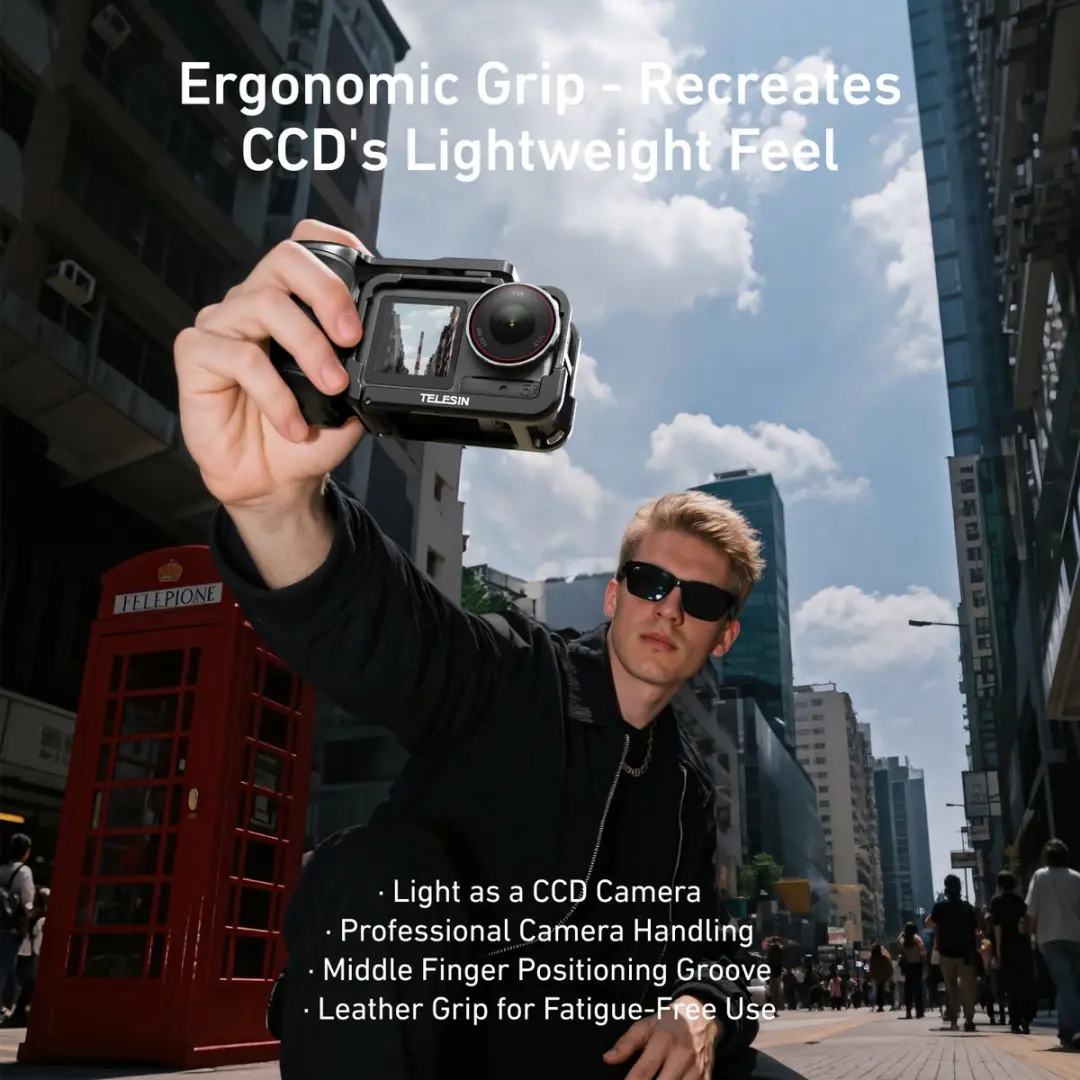Telesin Street Photography Grip DJI Osmo Action 3/4/5 - S6-FMS-22-TDJ - Zwart - afbeelding 5 van 6