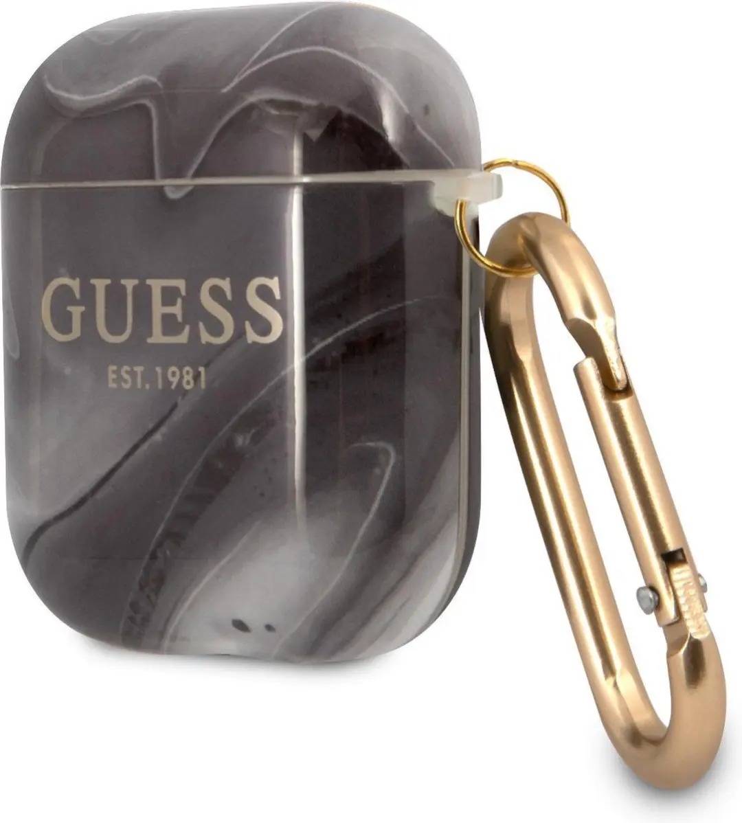 Guess Shiny Marmer AirPods 2 Hoesje - Zwart