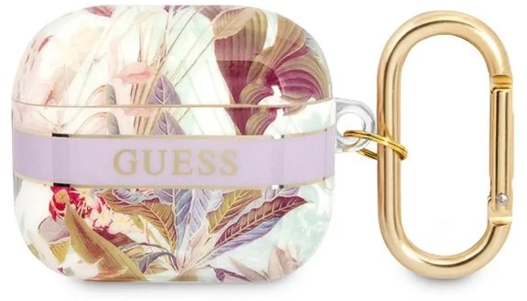Guess TPU Flower Print Hoesje Apple AirPods 3 - Paars