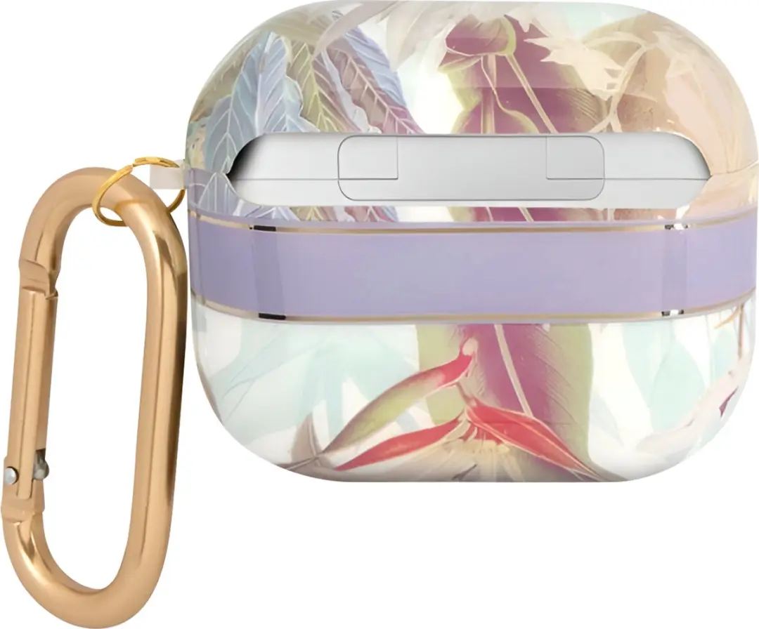 Guess TPU Flower Print Hoesje Apple AirPods 3 - Paars