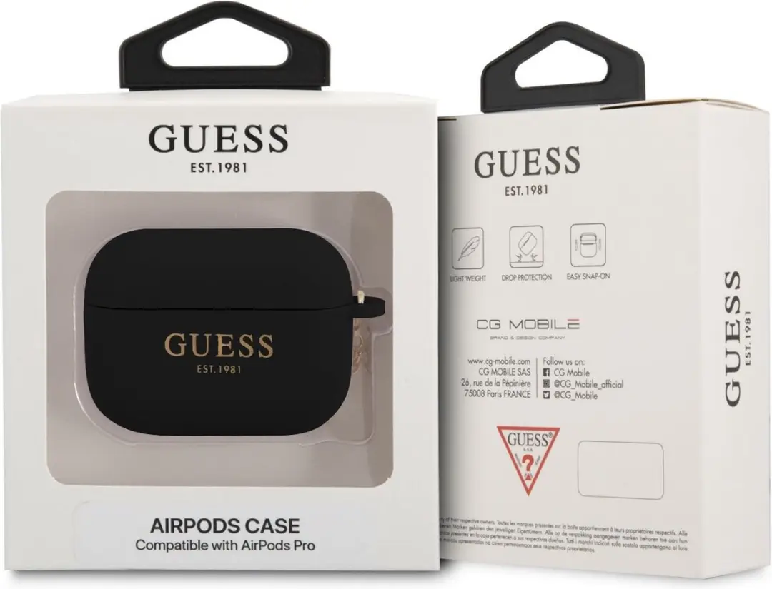 Guess Charms Silicone Hoes AirPods Pro 1 - Zwart