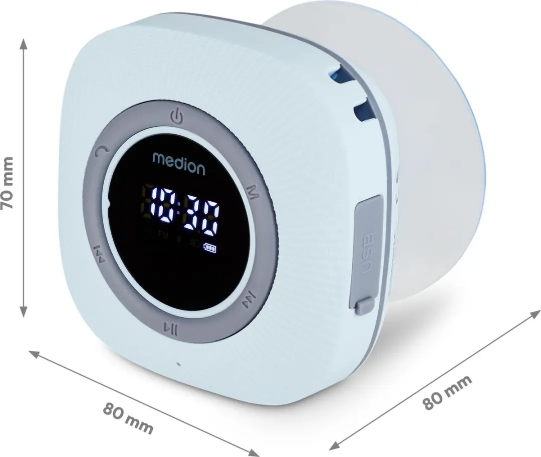 Medion MD43884 Doucheradio - Bluetooth - IPX6 - Blauw - afbeelding 6 van 6