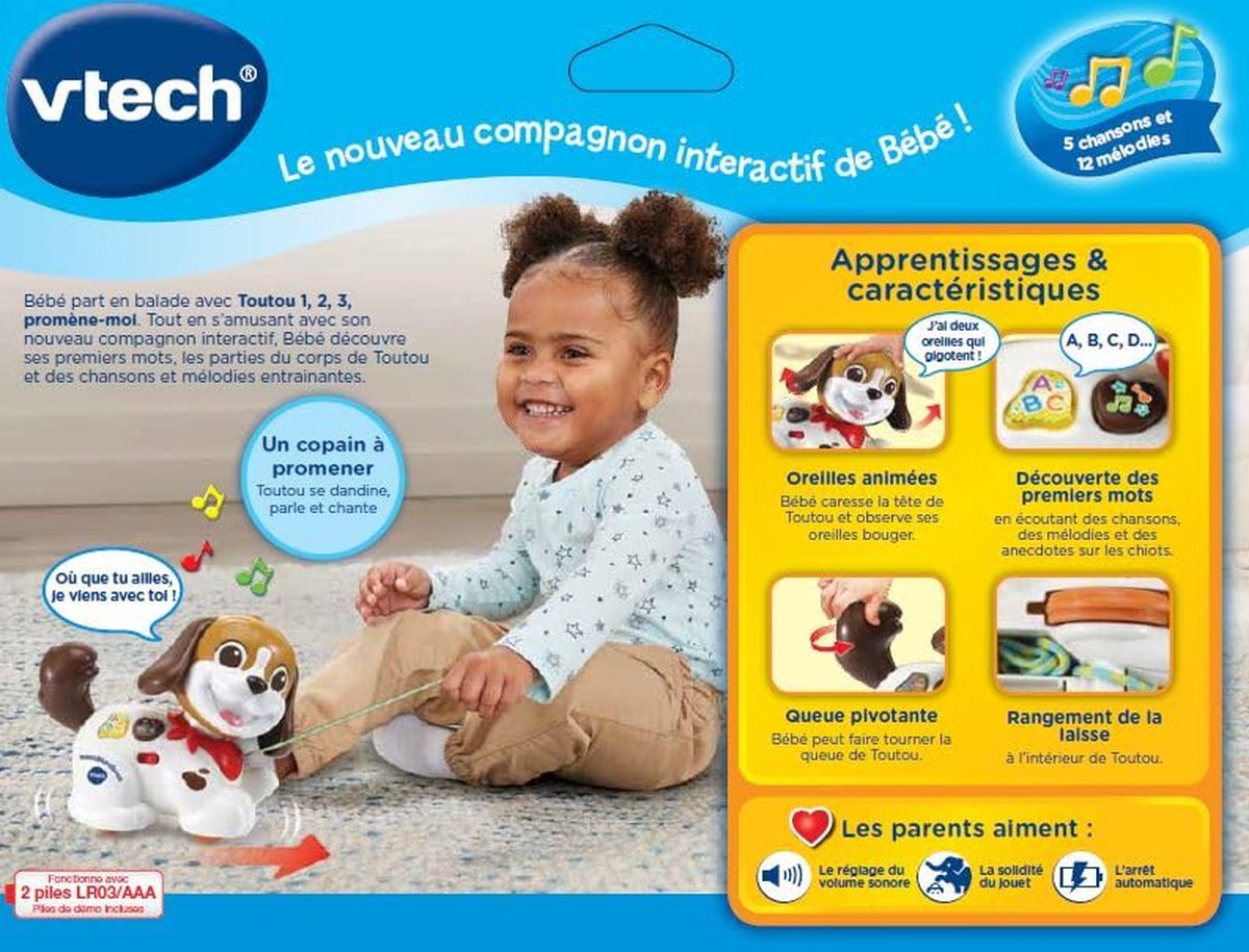 VTech Premier Age TOUTOU, 1,2,3 PROMENE-MOI, 12 jaar, Batterijen vereist, AAA, Kunststof, Meerkleurig