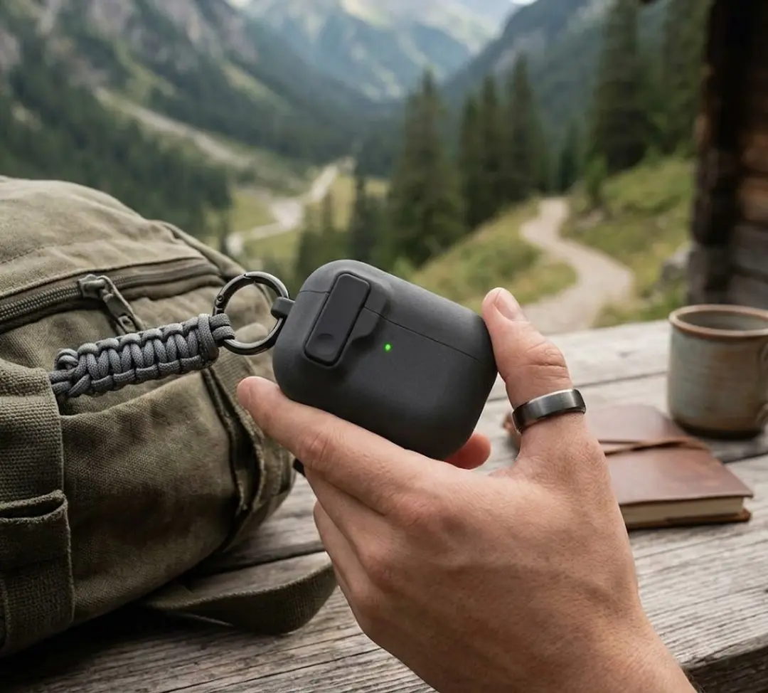 NUVEX Beschermhoes AirPods Pro 3 Donkergrijs - met Sleutelring