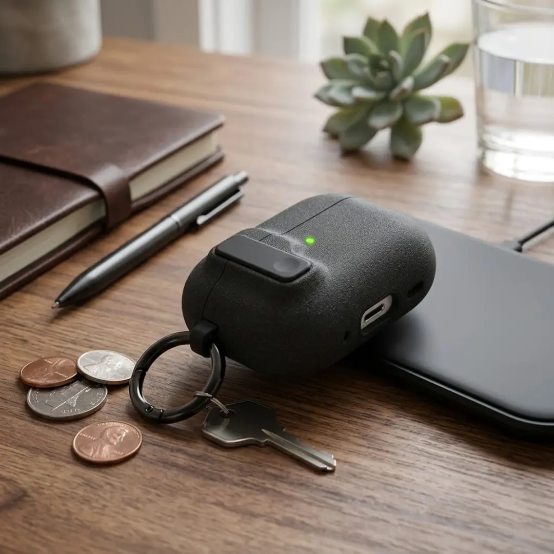 NUVEX Beschermhoes AirPods Pro 3 Donkergrijs - met Sleutelring