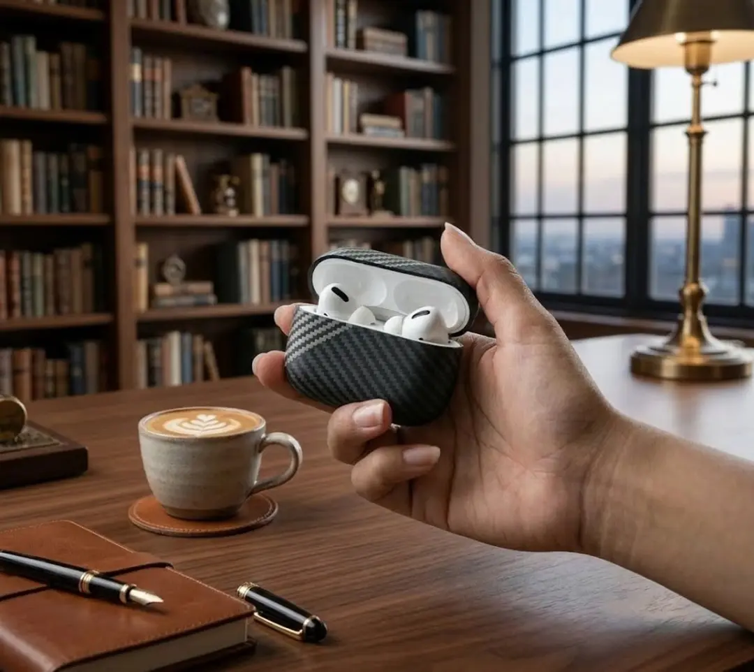 NUVEX Carbon Fiber Hoesje AirPods 4 - Diepgrijs