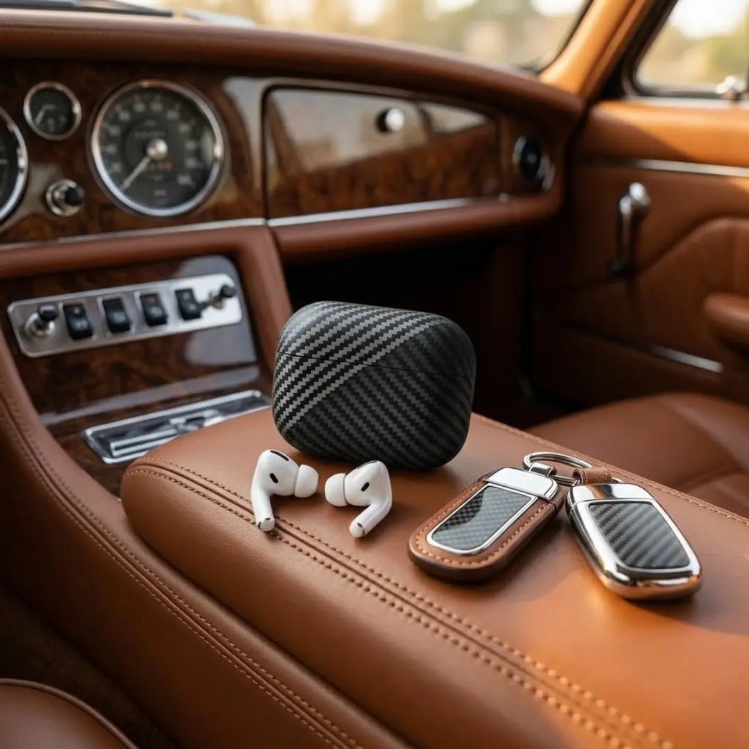 NUVEX Carbon Fiber Hoesje AirPods 4 - Diepgrijs