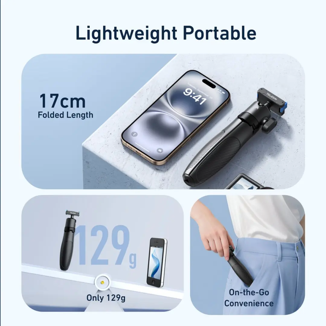 Telesin Quick-Release Selfiestick DJI Osmo Action/360 - Zwart - afbeelding 4 van 6
