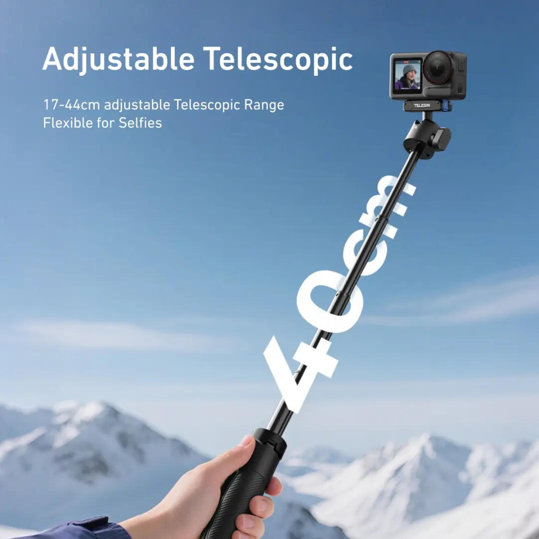 Telesin Quick-Release Selfiestick DJI Osmo Action/360 - Zwart - afbeelding 6 van 6