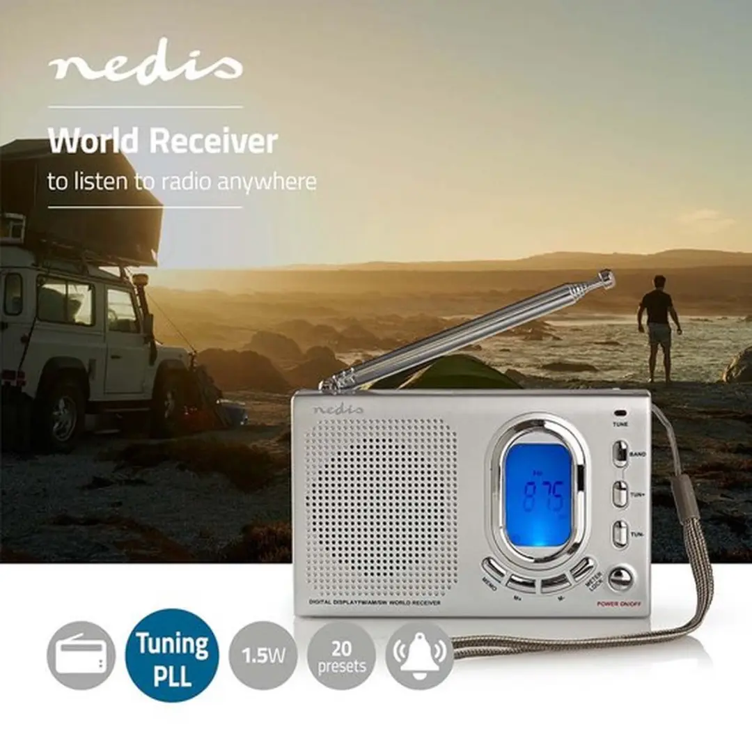 Nedis RDWR1000GY Wereldradio - Grijs