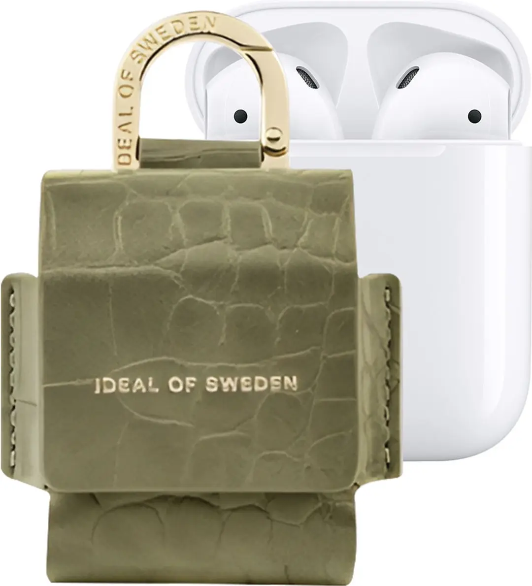 iDeal of Sweden Flo Hoesje AirPods 1/2 - Sage Croco - Karabijnhaak - afbeelding 6 van 6
