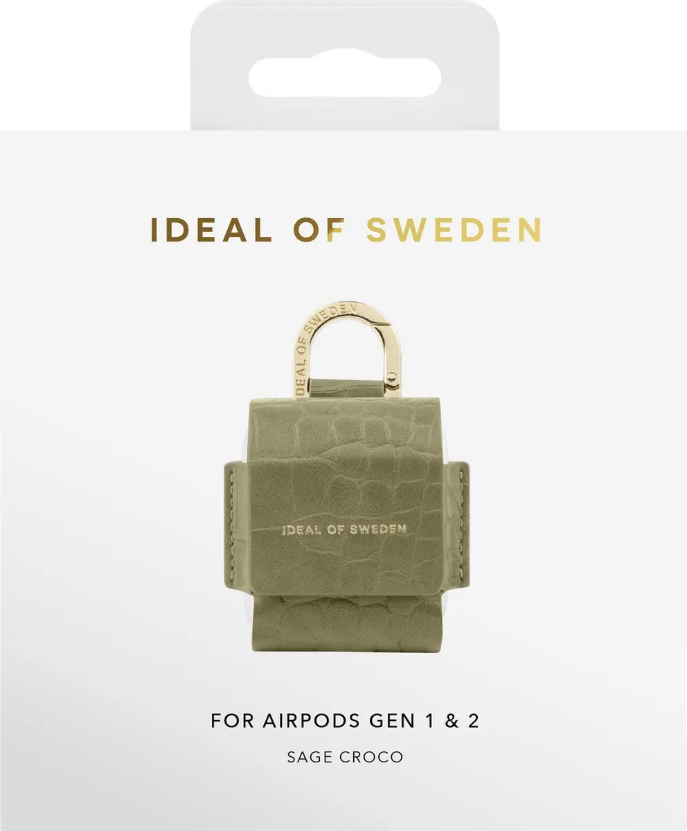 iDeal of Sweden Flo Hoesje AirPods 1/2 - Sage Croco - Karabijnhaak