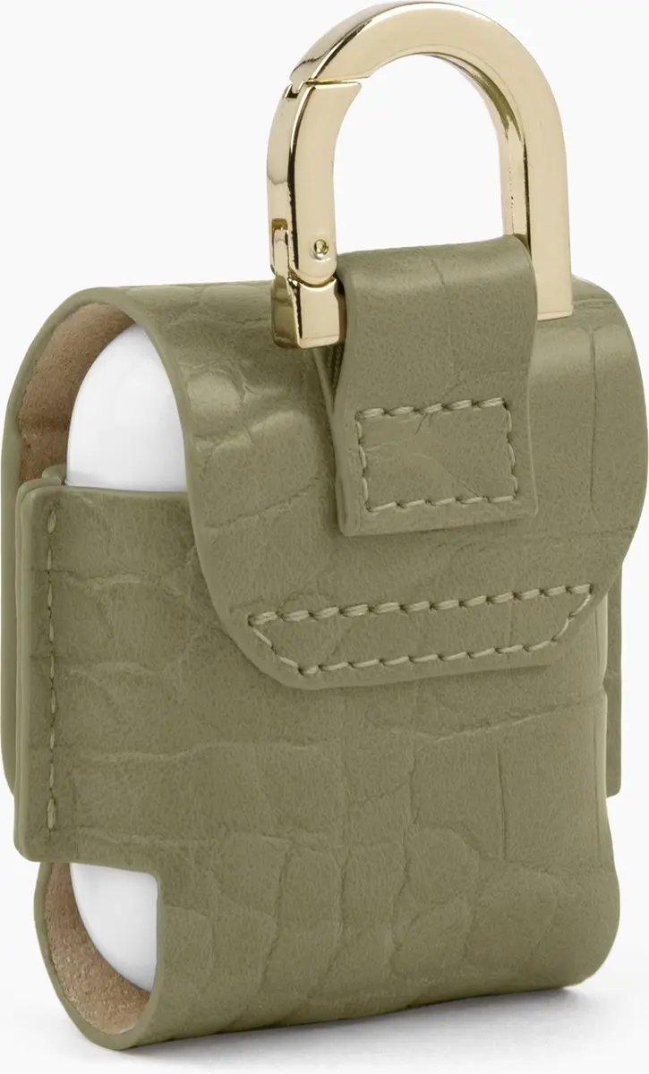 iDeal of Sweden Flo Hoesje AirPods 1/2 - Sage Croco - Karabijnhaak