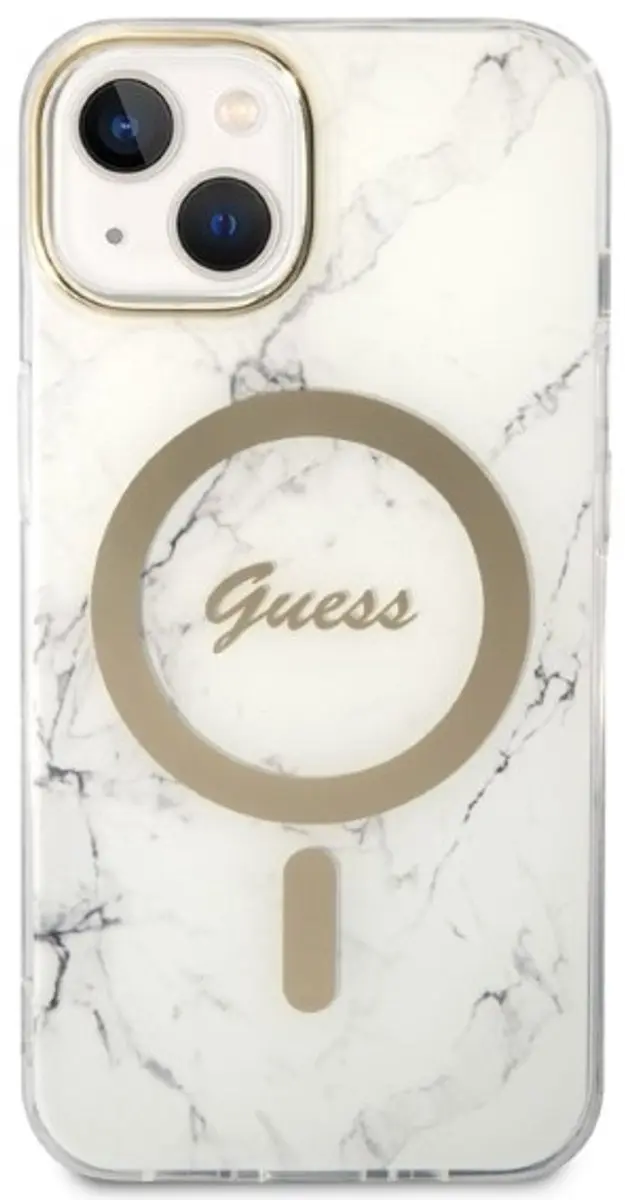 GUESS MagSafe Oplader + Hoes iPhone 14 Plus - Wit