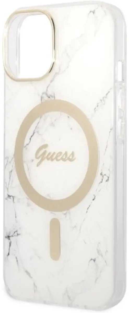 GUESS MagSafe Oplader + Hoes iPhone 14 Plus - Wit