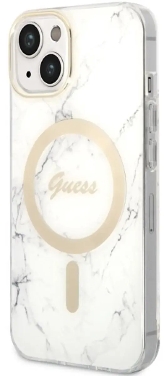 GUESS MagSafe Oplader + Hoes iPhone 14 Plus - Wit