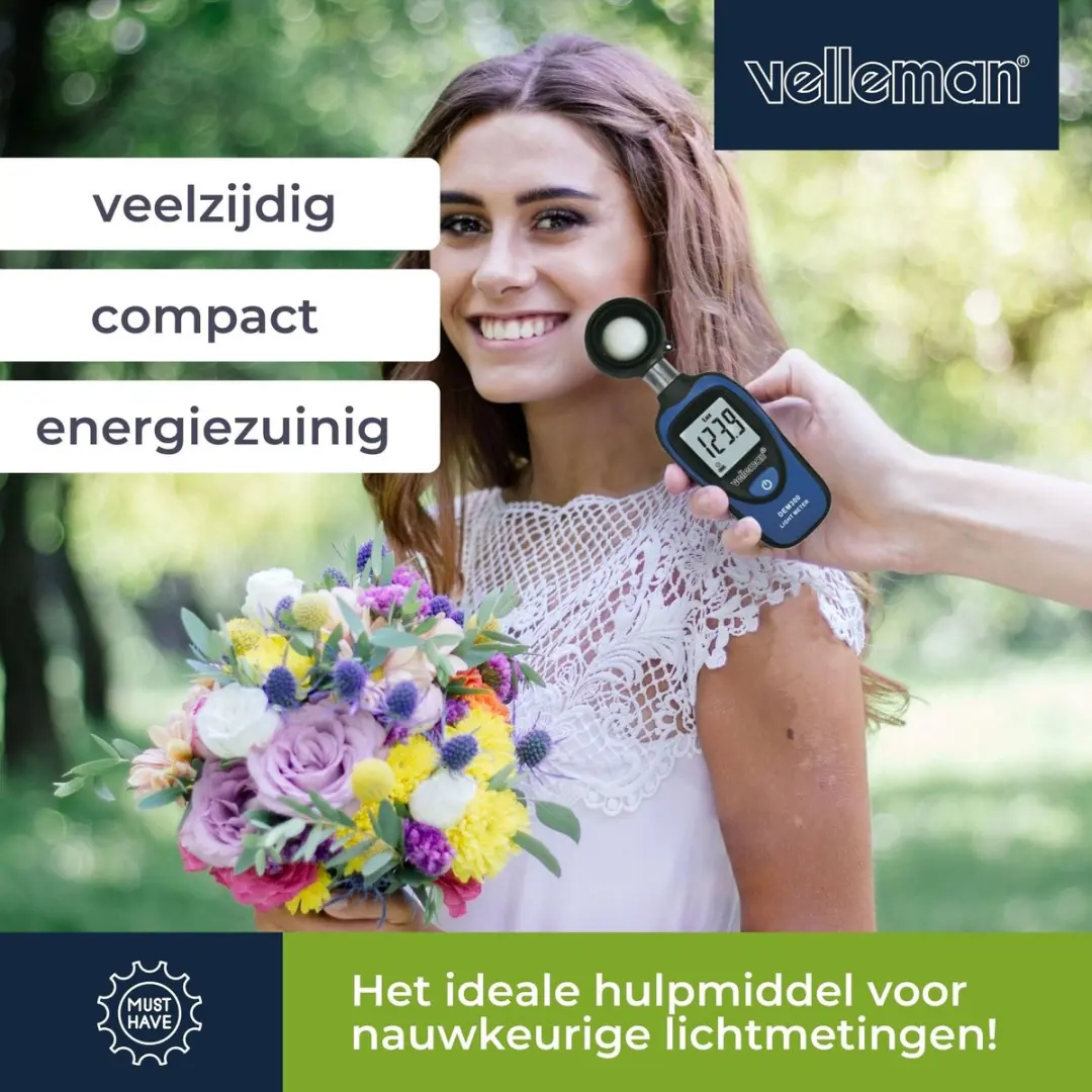 Velleman DEM300 Luxmeter - 0-200.000 Lux - afbeelding 6 van 6