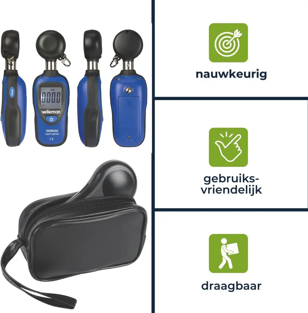 Velleman DEM300 Luxmeter - 0-200.000 Lux