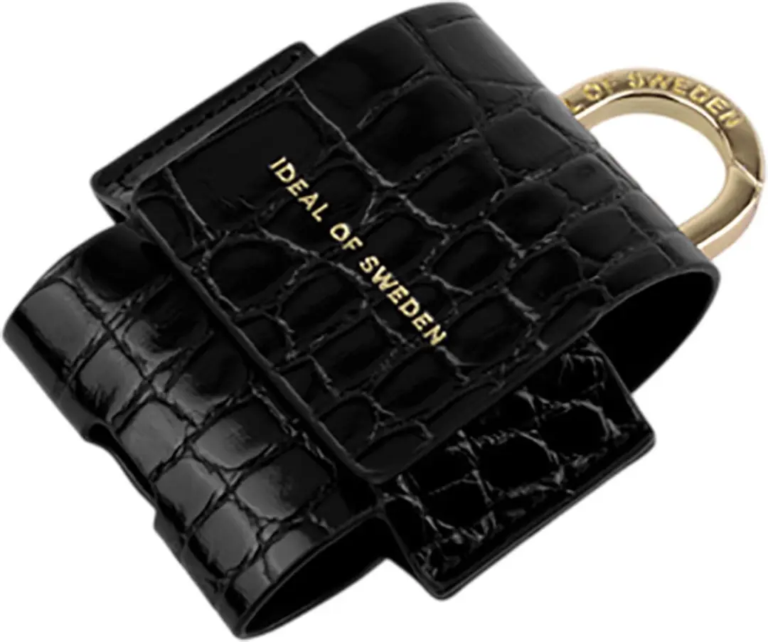 iDeal of Sweden Flo Hoesje AirPods 1/2 - Karabijnhaak - Zwart Croco