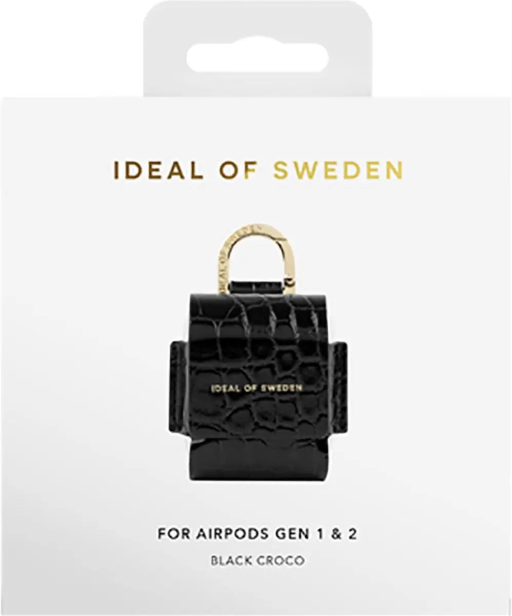 iDeal of Sweden Flo Hoesje AirPods 1/2 - Karabijnhaak - Zwart Croco