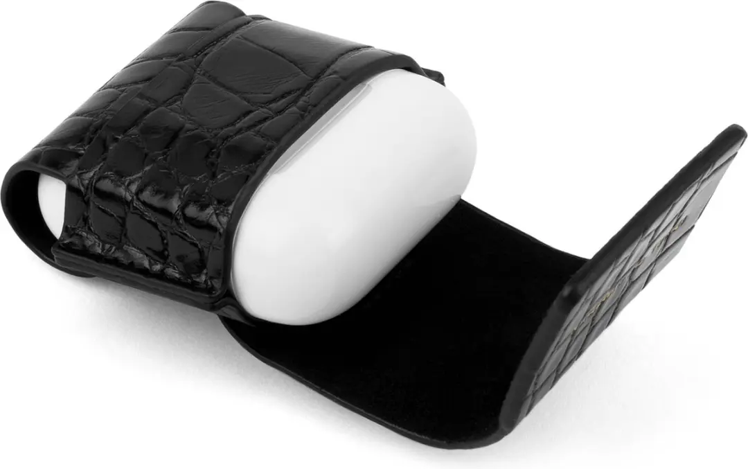 iDeal of Sweden Flo Hoesje AirPods 1/2 - Karabijnhaak - Zwart Croco