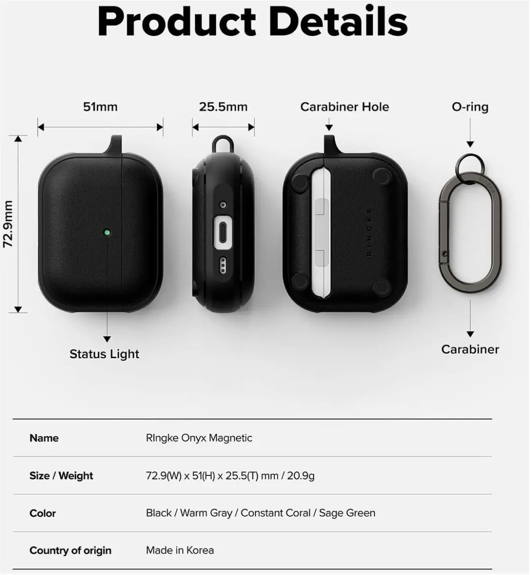 Ringke Onyx Magnetic Hoesje Apple AirPods Pro 3 - Zwart