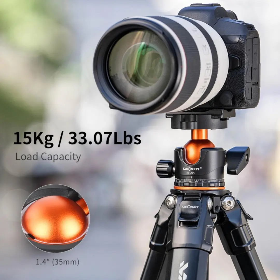 K&F Concept M1 BH-35L Statief - 4 Secties - Oranje/Zwart