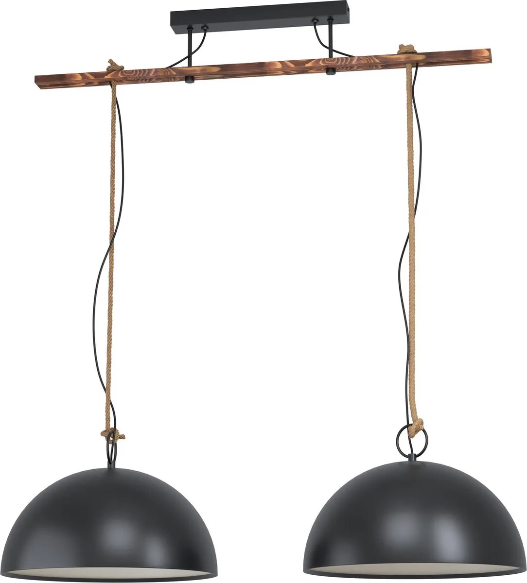 Eglo Hodsoll Hanglamp E27 - 125cm - Zwart/Bruin - afbeelding 2 van 6